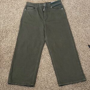LOFT Olive Green Wide-Leg Trousers
